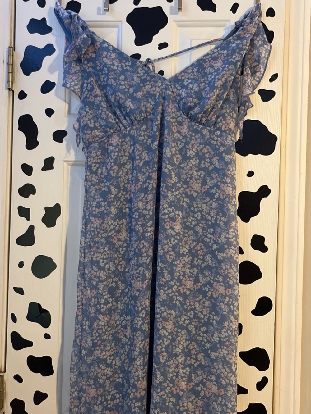 No Boundaries Light Blue Floral Maxi Dress with Pink Accents